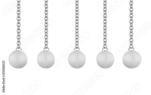 BALL HANGING ON CHAINS. 3d illustration