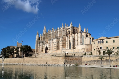 La Seu Cathedral Palma de Mallorca in Spain on a sunny day with blue sky 