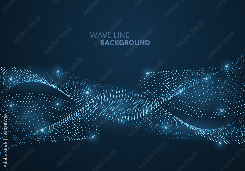 Futuristic abstract wave dot gradient line and illuminated light ball template background Futuristic abstract wave dot gradient line and illuminated light ball template background