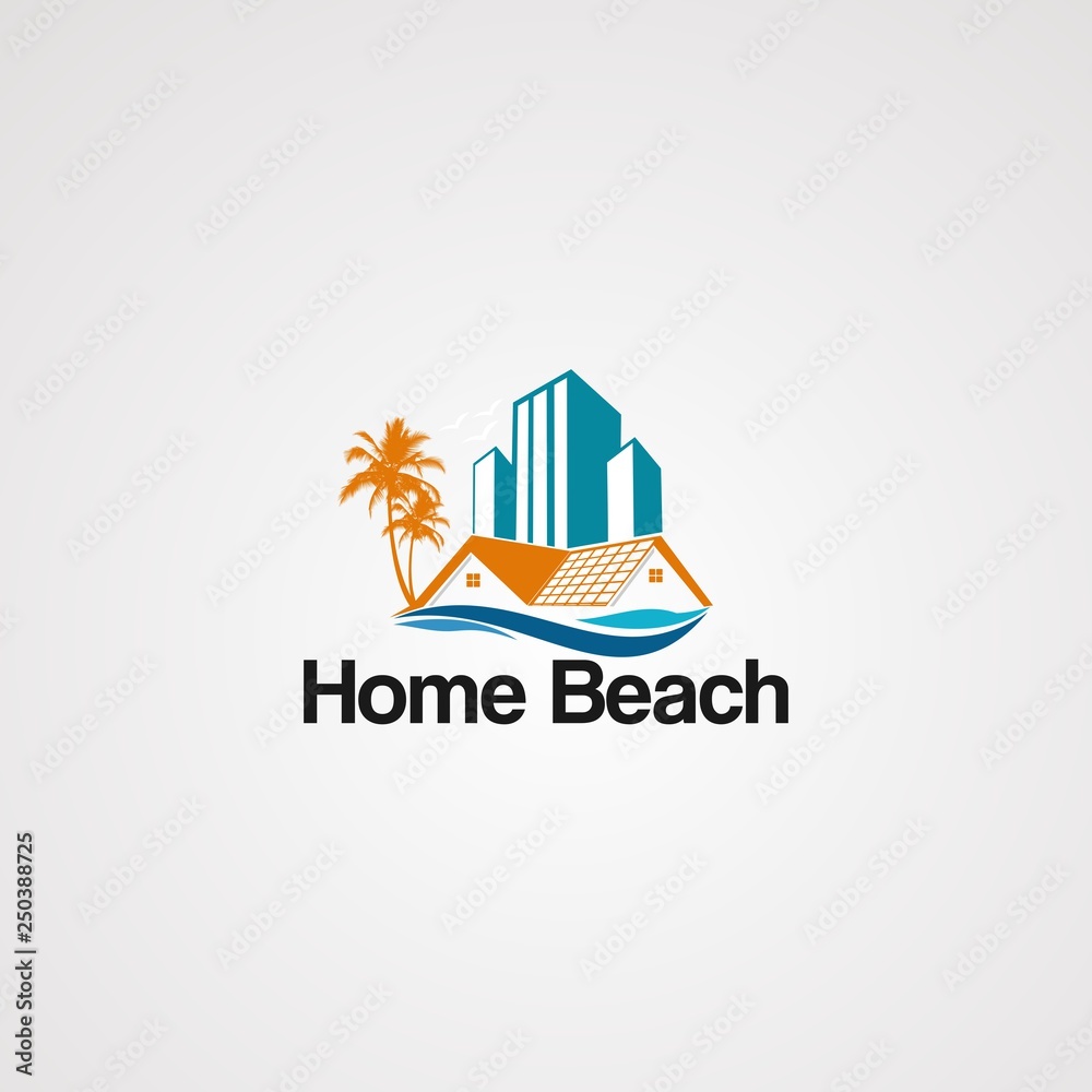 home beach logo vector, icon, element, and template for business