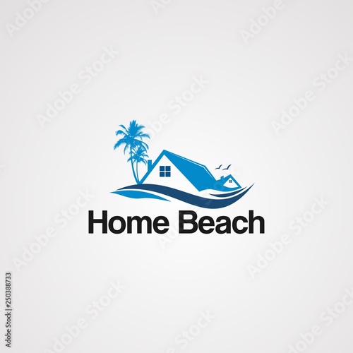Wallpaper Mural home beach logo vector with flying bird, icon, element, and template Torontodigital.ca