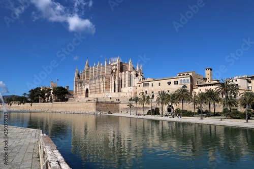 La Seu Cathedral Palma de Mallorca in Spain on a sunny day with blue sky 