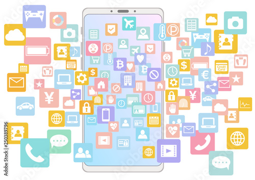 白の大画面スマホと様々なアプリアイコン背景透過ベクター白バック カラフルグラデーション素材 Stock ベクター Adobe Stock 白の大画面スマホと様々なアプリアイコン背景透過ベクター白バック カラフルグラデーション素材 Stock ベクター Adobe Stock