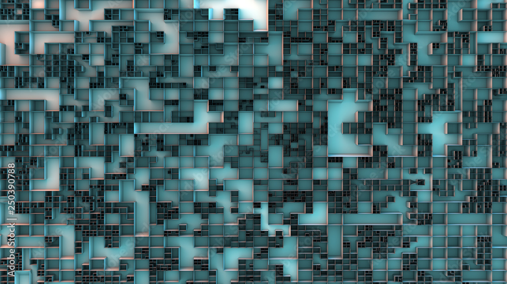 Abstract geometric background in the form of blue rectangles