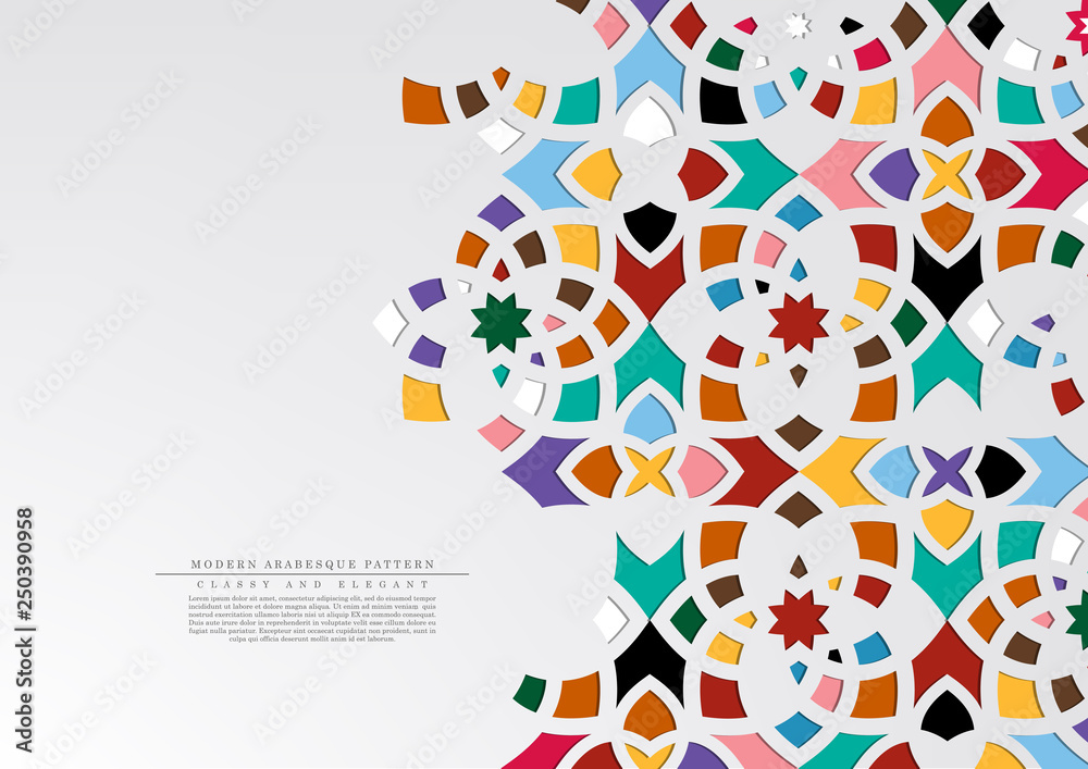 Modern arabesque floral pattern colorful arabic background template vector
