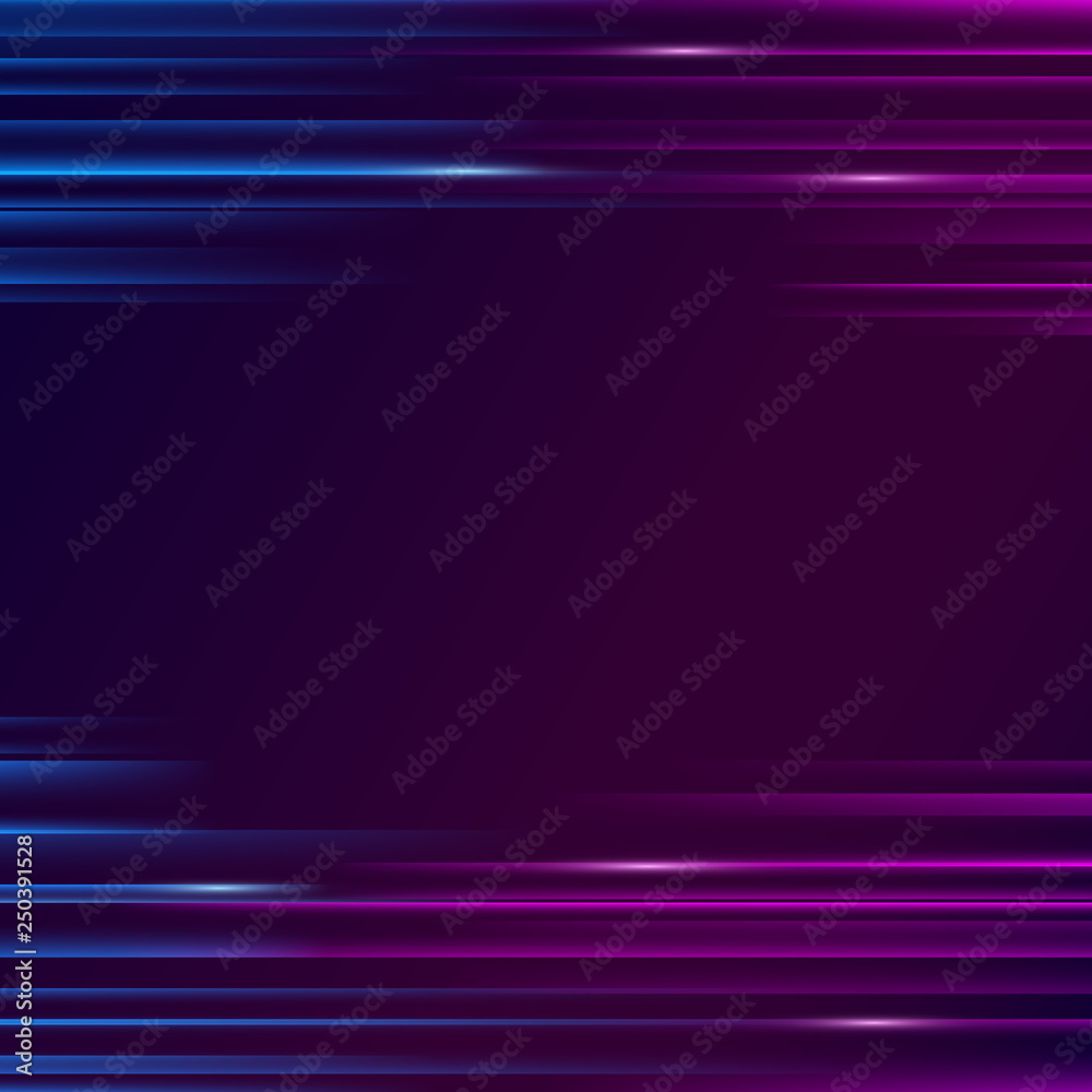 Glowing futuristic lines in the dark. Abstract luminous background with stripes. Vector illustration