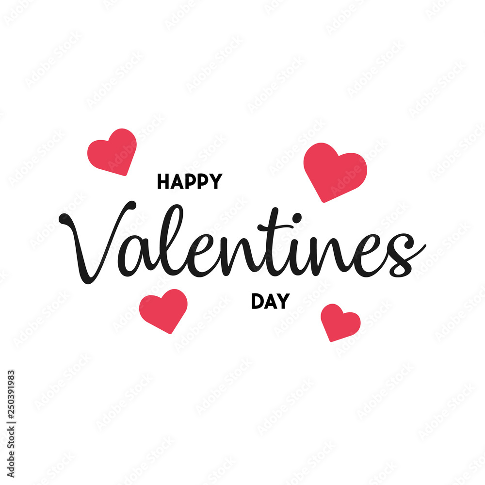 Valentines day background with heart pattern and typography of happy valentines day text . Vector illustration. Wallpaper, flyers, invitation, posters, brochure
