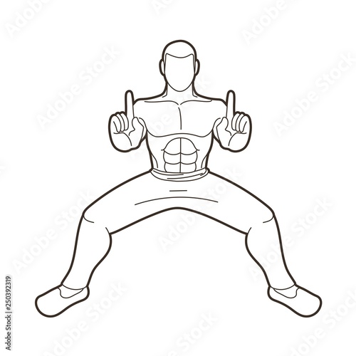 Man Kung Fu action ready to fight graphic vector