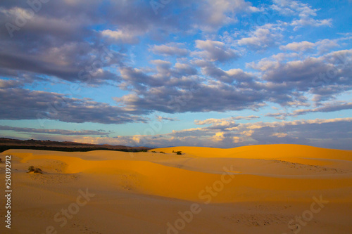 White Dunes, Mui Ne (Phan Thiet) Vietnam. View of the sands at sunset.