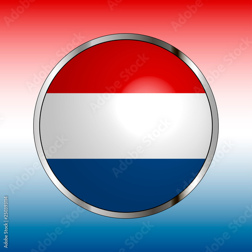 Icon of national flag of Netherlands, round button with metal silver frame and reflection of light. Beautiful background with flag colors. Editable vector EPS 10 illustration.. Free Download Icon of national flag of Netherlands, round button with metal silver frame and reflection of light. Beautiful background with flag colors. Editable vector EPS 10 illustration.. - GFXLoad