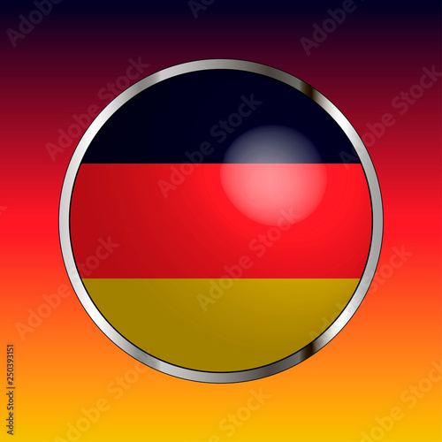 Icon of national flag of Germany, round button with metal silver frame and reflection of light. Beautiful background with flag colors. Editable vector EPS 10 illustration. Free Download Icon of national flag of Germany, round button with metal silver frame and reflection of light. Beautiful background with flag colors. Editable vector EPS 10 illustration. - GFXLoad