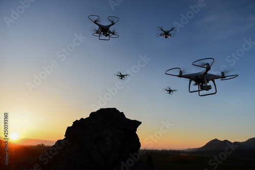 Obraz na plátně drone with spying, danger and attack