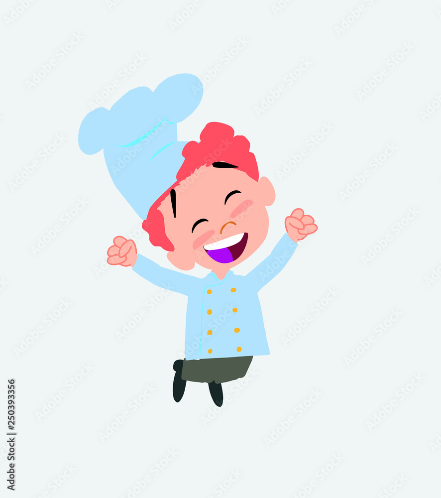 Chef jumping for joy. Chef jumping for joy.