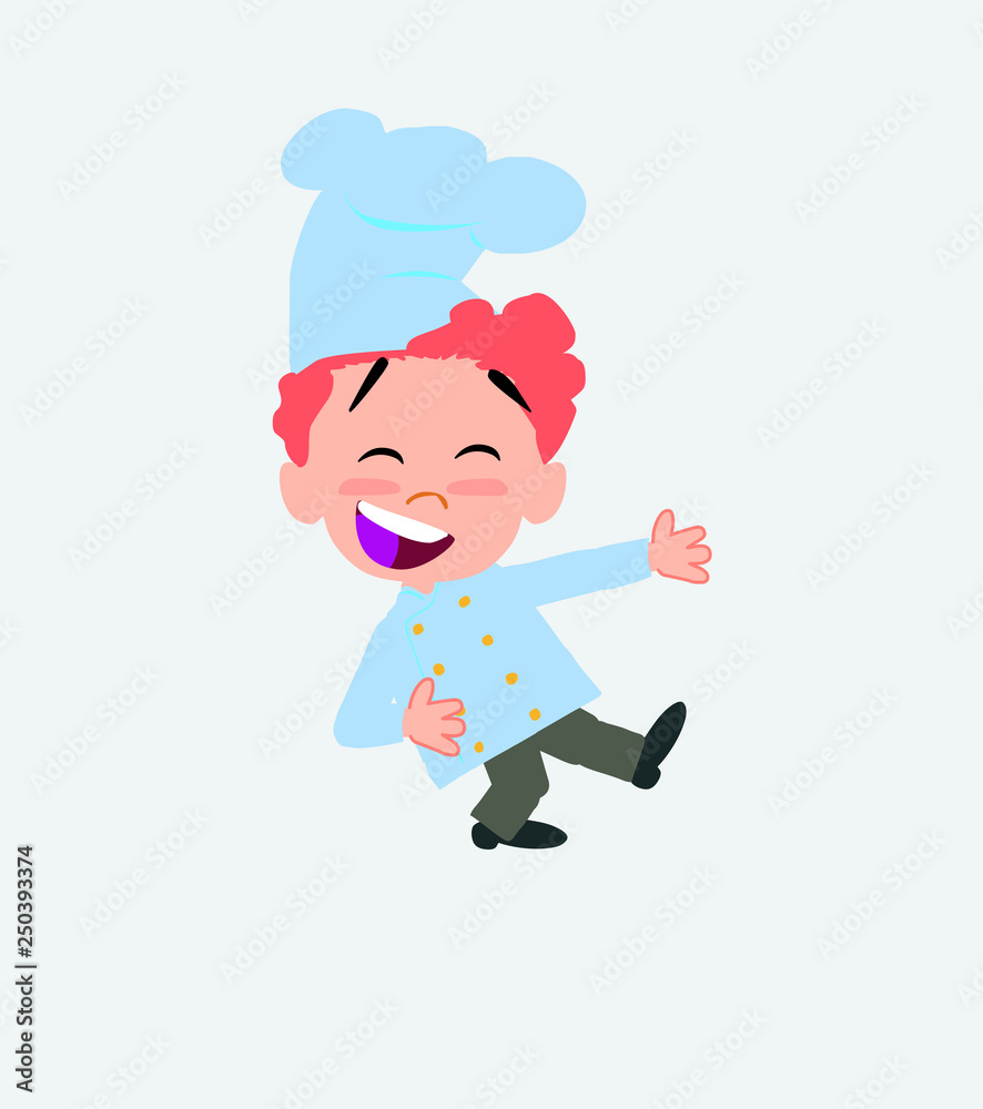 Chef laughing while teaching something to his left. Chef laughing while teaching something to his left.
