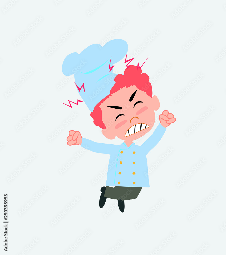 Chef jumps angry. Chef jumps angry.