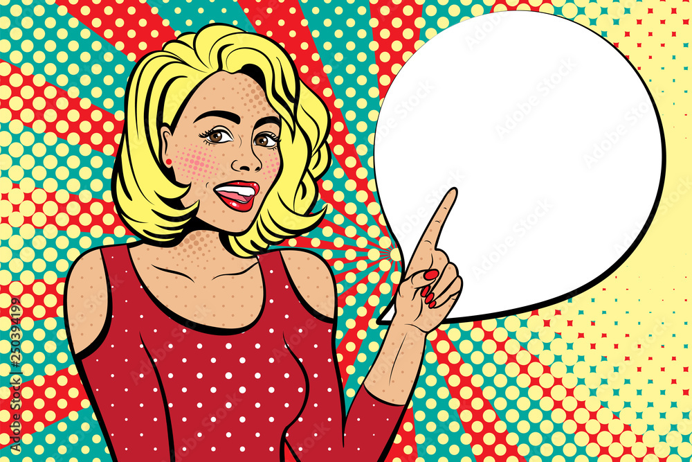 Pop art retro woman in comics style talking Vector Image