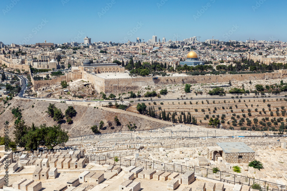 Israel, Jerusalem, 09/11/2016. Beautiful view of the old city in Jerusalem on a bright sunny day