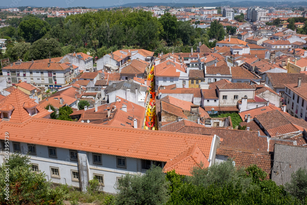 View over the rooftops of Tomar during Festa dos Tabuleiros, Portugal