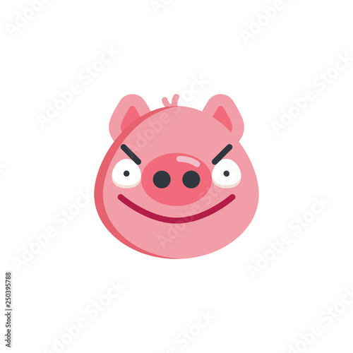 Angry face emoji flat icon, vector sign, colorful pictogram isolated on white. Piggy displeased face emoticon symbol, logo illustration. Flat style design