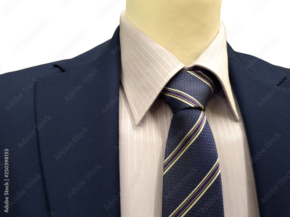 Formal suit classic on an exhibition isolated on white background, close-up. Formal suit classic on an exhibition isolated on white background, close-up.