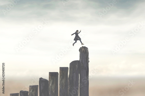 person running fast to successfully reach the top