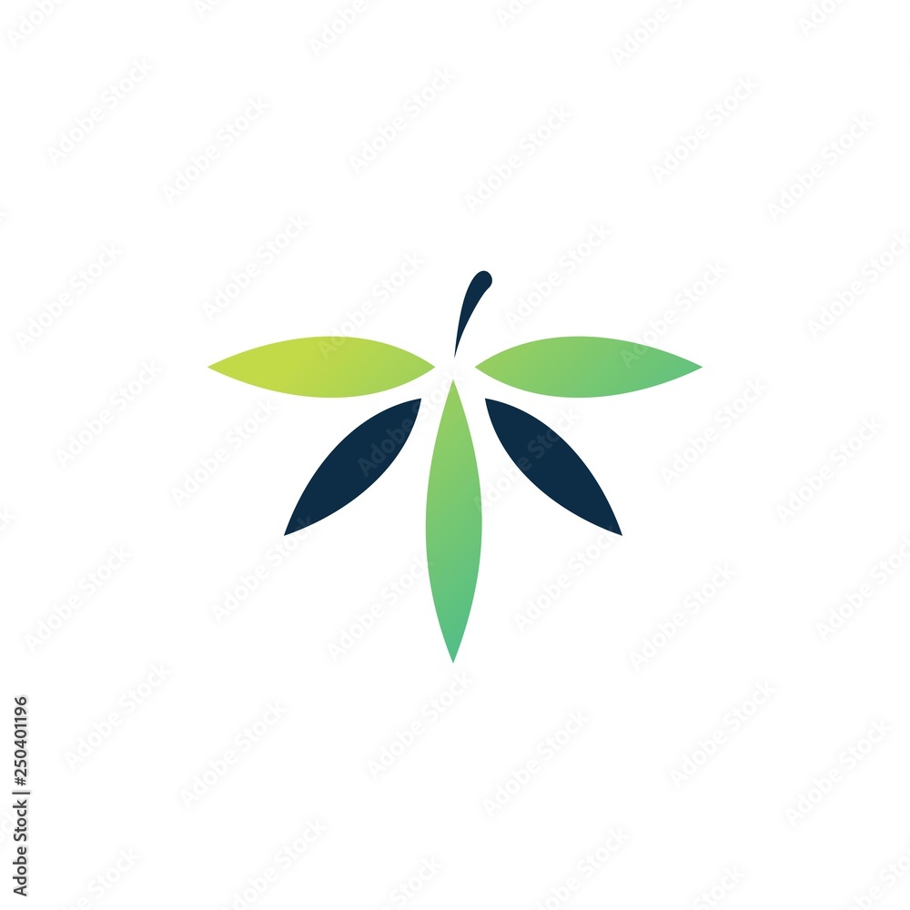 T letter cannabis leaf hemp logo vector icon illustration