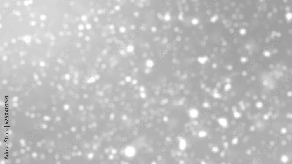 Abstract silver bokeh blinking lights background. Holiday Christmas New Year celebration concept. Luxury shiny anniversary birthday invitation. Sparkling jewelry lights. Slow motion CG animation