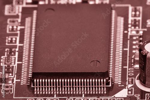 Electronic components are mounted on the device board Toned image