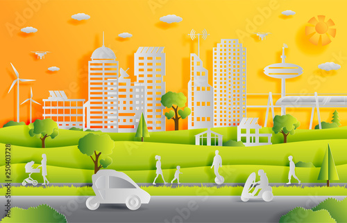 Concept of smart city with technologies of future and urban innovations