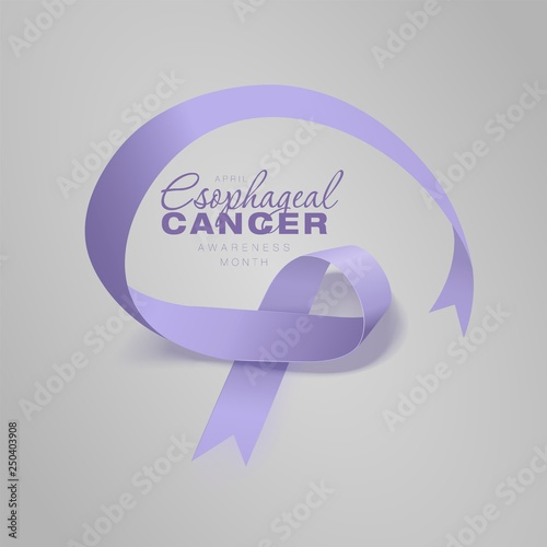 Esophageal Cancer Awareness Calligraphy Poster Design. Realistic Periwinkle Ribbon. April is Cancer Awareness Month. Vector
