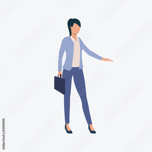 Business woman standing, holding briefcase