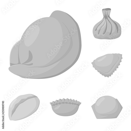 Vector design of dumplings and stuffed sign. Collection of dumplings and dish stock vector illustration.