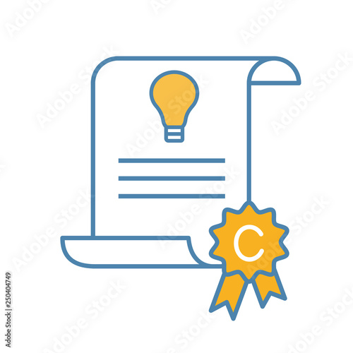 Intellectual property and copyright color icon