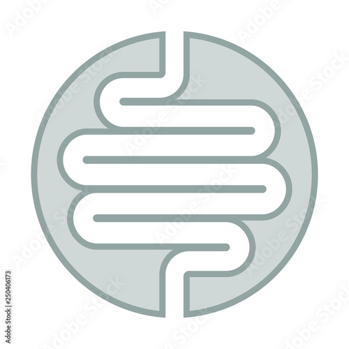 Intestine human icon. Isolated medical symbol in circle on white background. Vector illustration
