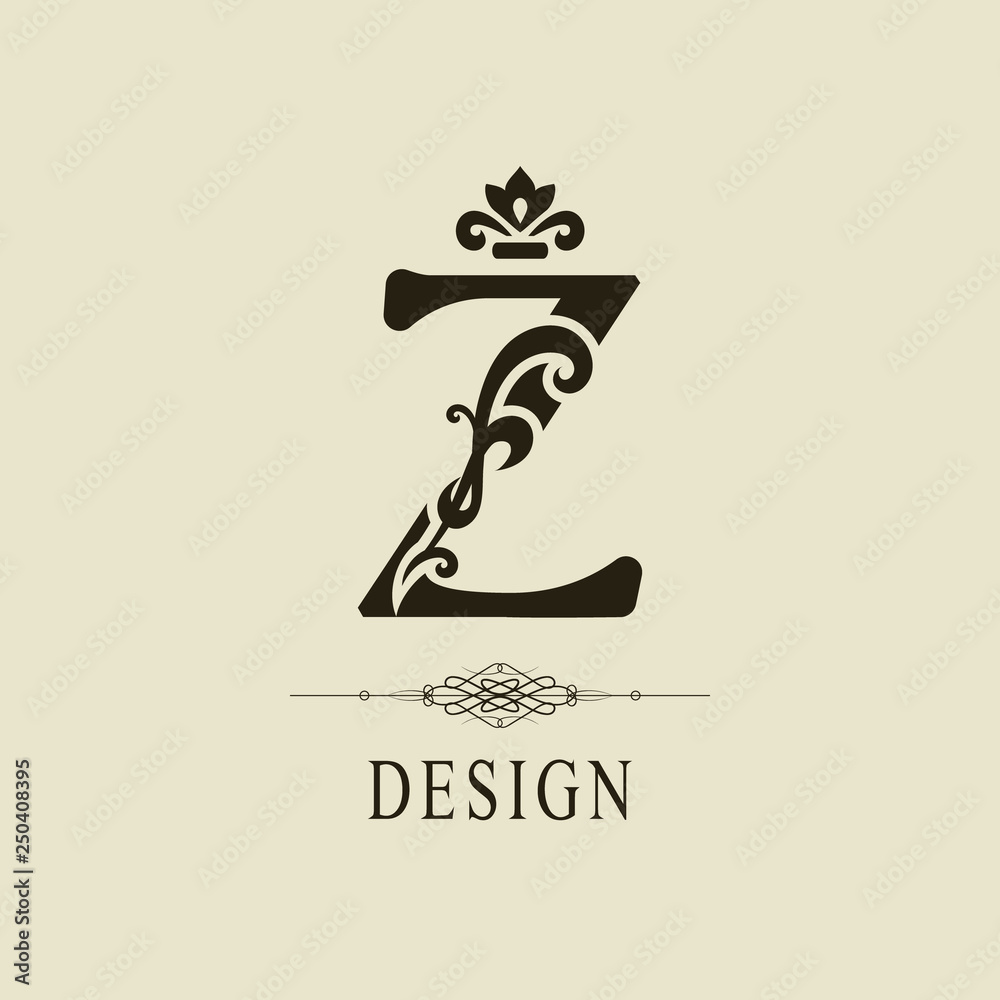 Elegant Capital letter Z. Graceful royal style. Calligraphic