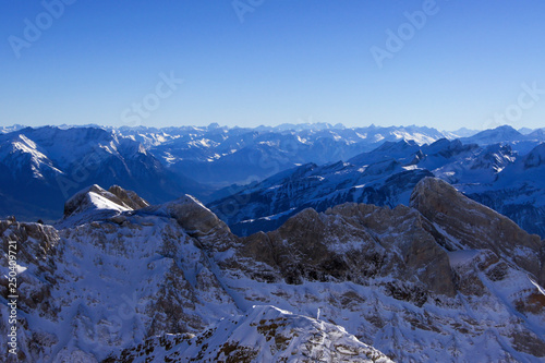 View over the swiss alps from the top of Säntis
