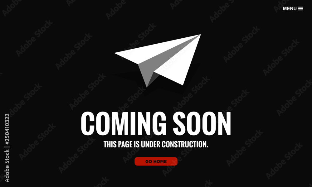 Coming Soon Page Interface Design with Paper Plan Illustration Coming Soon Page Interface Design with Paper Plan Illustration