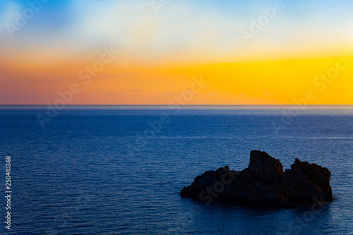 Holiday concept image with sea and sky. Beautiful scenic with blue sky and sea with islands by the side