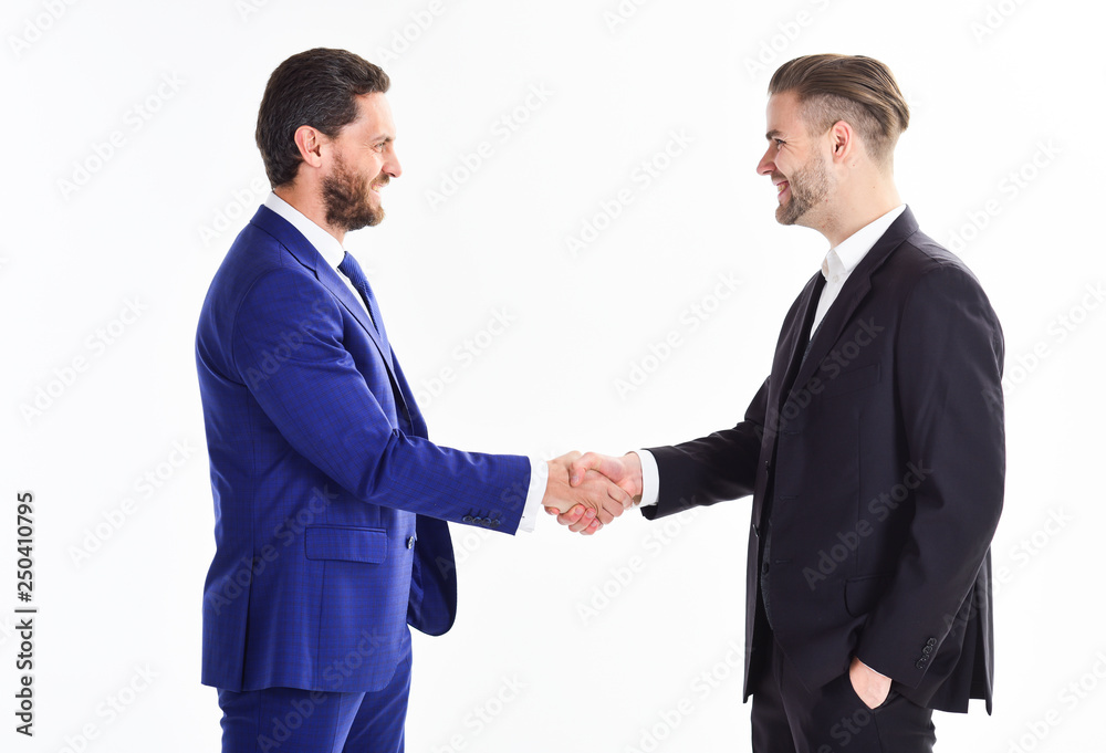 Handshake sign of successful deal. Business meeting. Business deal leaders company. Capital merger. Glad to meet you. Thank you for cooperation. Collaboration of business people. Men shaking hands