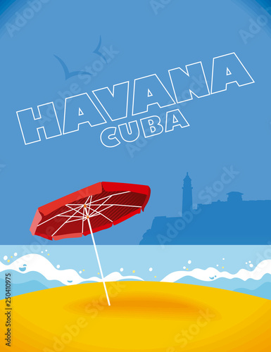 imagen vectorial dela ciudad caribeña de la Havana en Cuba