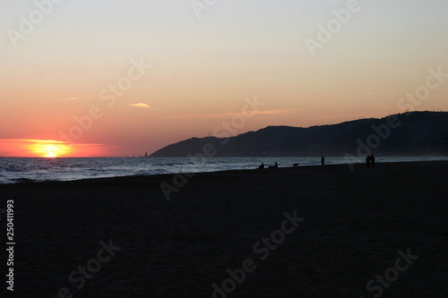 Beach at sunset in Tenerife. Spain