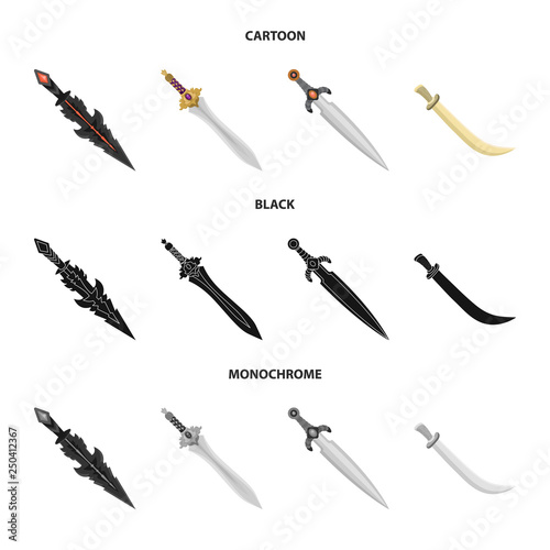 Vector design of game  and armor  symbol. Collection of game  and blade  vector icon for stock.