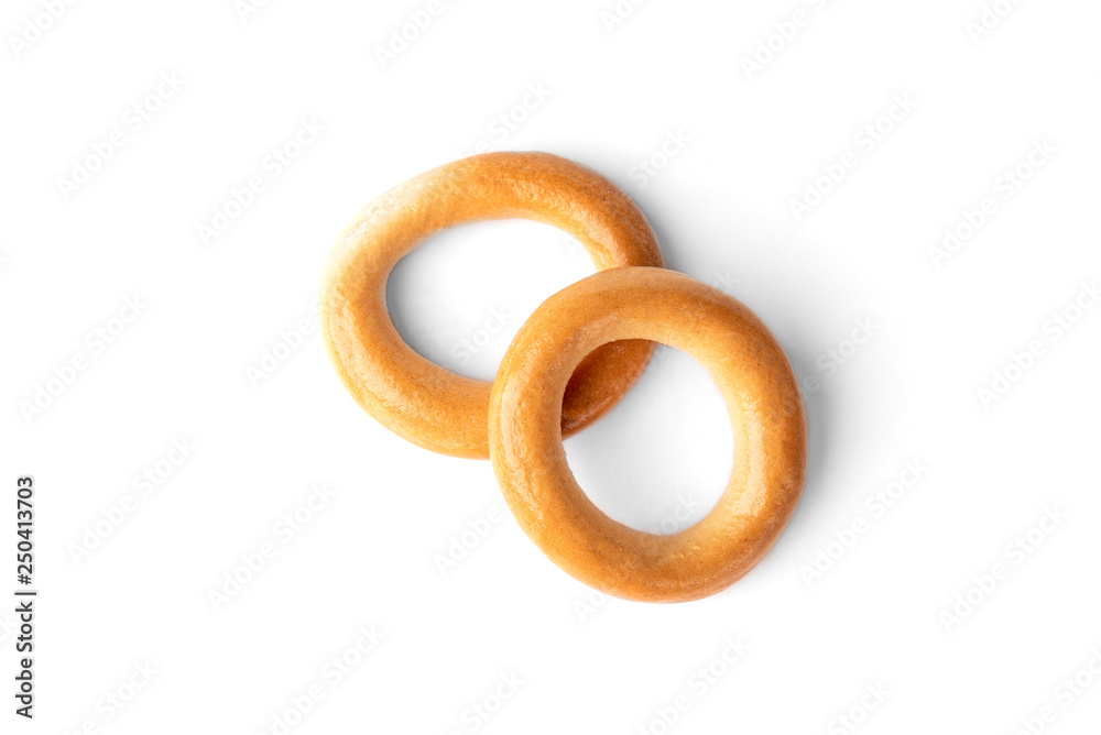 Dryings bagel isolated on white background. Dryings bagel isolated on white background.