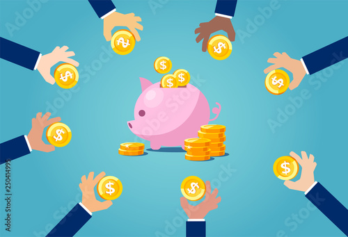 Vector of businesspeople making a bank deposit