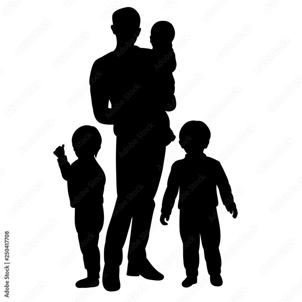 Vector Isolated Family Silhouette Mom Dad And Child Stock Vector 