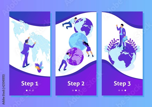 Isometric Businessman Running the Map World