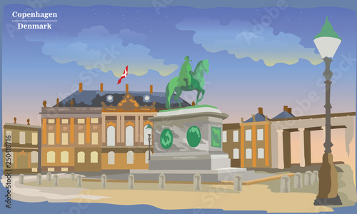 Vector Amalienborg Square in Copenhagen