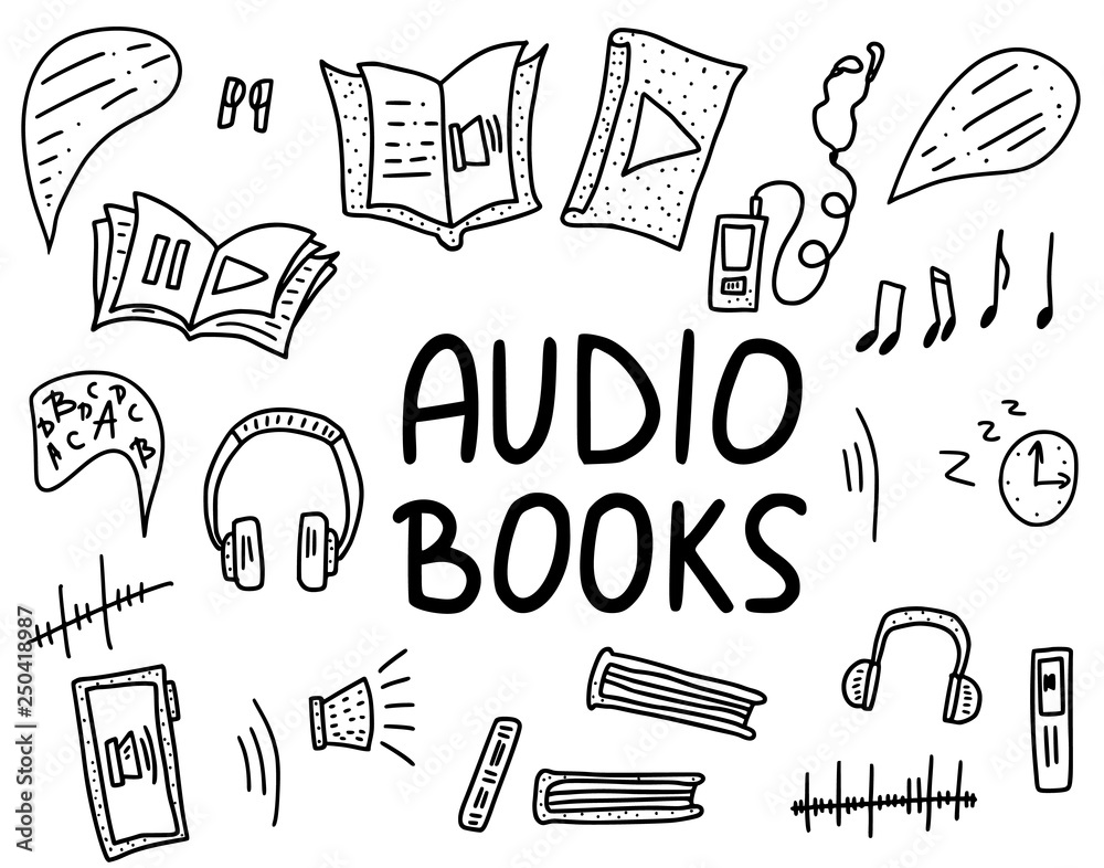Set of audio books symbols. Vector illustration.