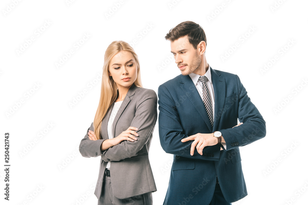 corporate business people posing with crossed arms isolated on white corporate business people posing with crossed arms isolated on white