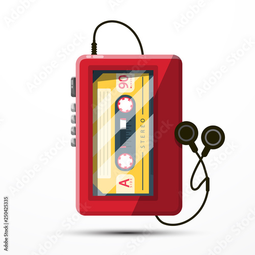 Walkman Vector Symbol. Retro Music Player with Audio Cassette.